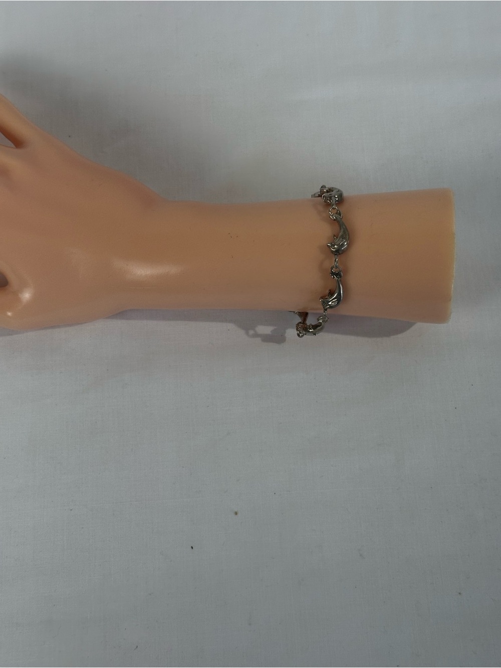 Vintage Sterling Silver Dolphin Link Bracelet Oceancore Minimalist Jewelry 925